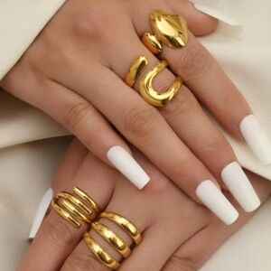 18k Gold Plated Rings Set 4